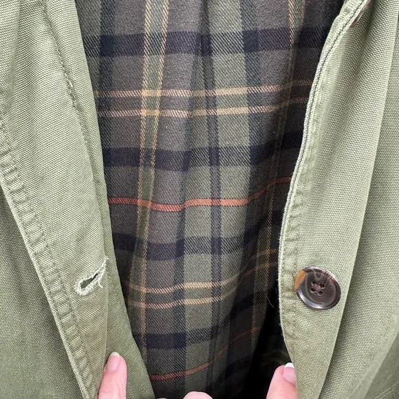 Lands' End Olive Utility Jacket with Brown Collar - Picture 7 of 15